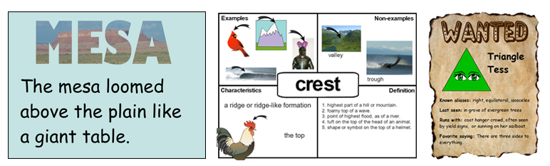 samples of vocabulary projects at level 1 and 2 of Webb&rsquo;s Depth of Knowledge